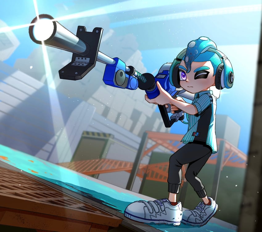 octoling player character and octoling boy (splatoon and 1 more) drawn by tkhrskrrmy