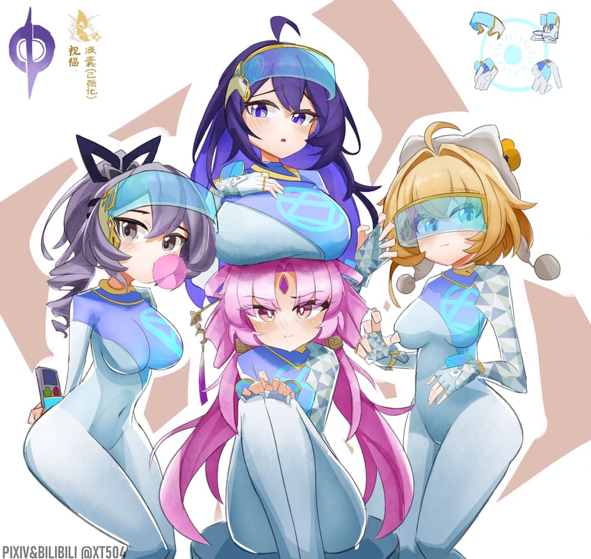 silver wolf, fu xuan, seele, and lynx landau (honkai and 1 more) drawn by xt504