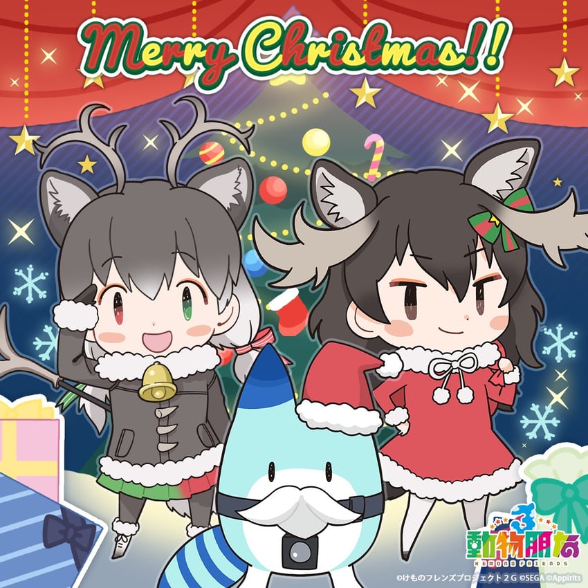 lucky beast, moose, and reindeer (kemono friends and 1 more) drawn by kurokw