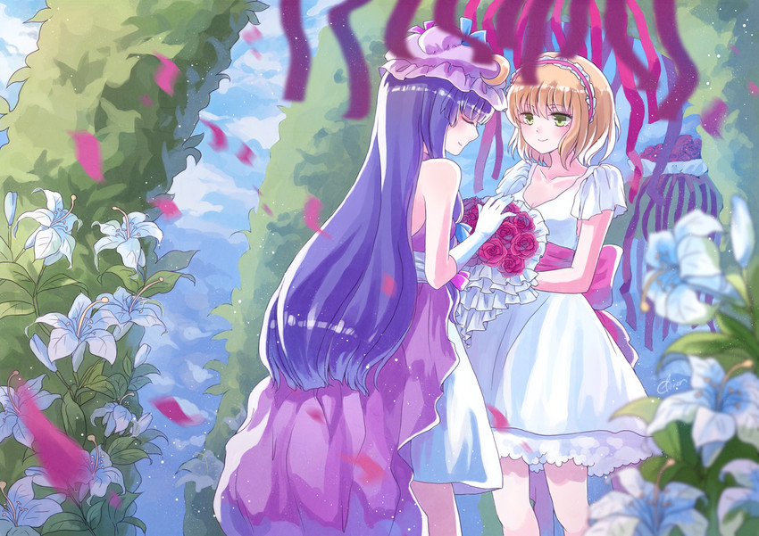 alice margatroid and patchouli knowledge (touhou) drawn by li_luo