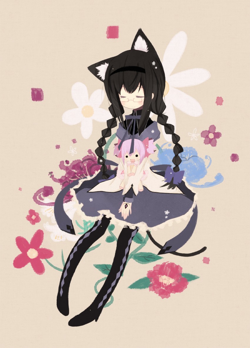 akemi homura and kaname madoka (mahou shoujo madoka magica) drawn by kurata_yumi
