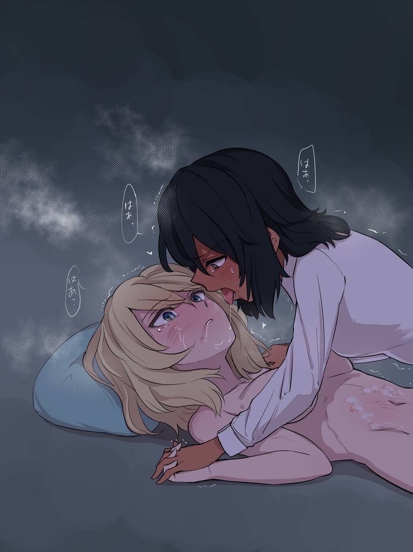 andou and oshida (girls und panzer) drawn by aomushi_(mushamusha)