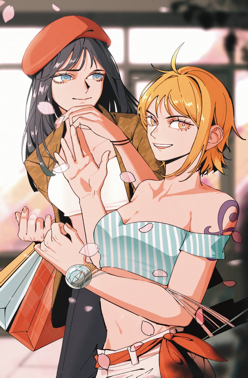 nami and nico robin (one piece) drawn by mygiorni