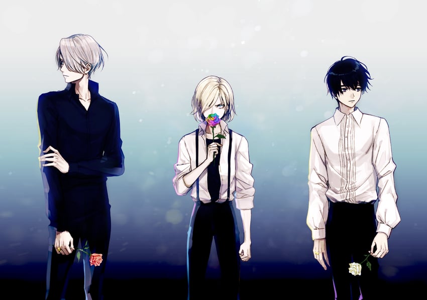 katsuki yuuri, viktor nikiforov, and yuri plisetsky (yuri!!! on ice) drawn by vze6277