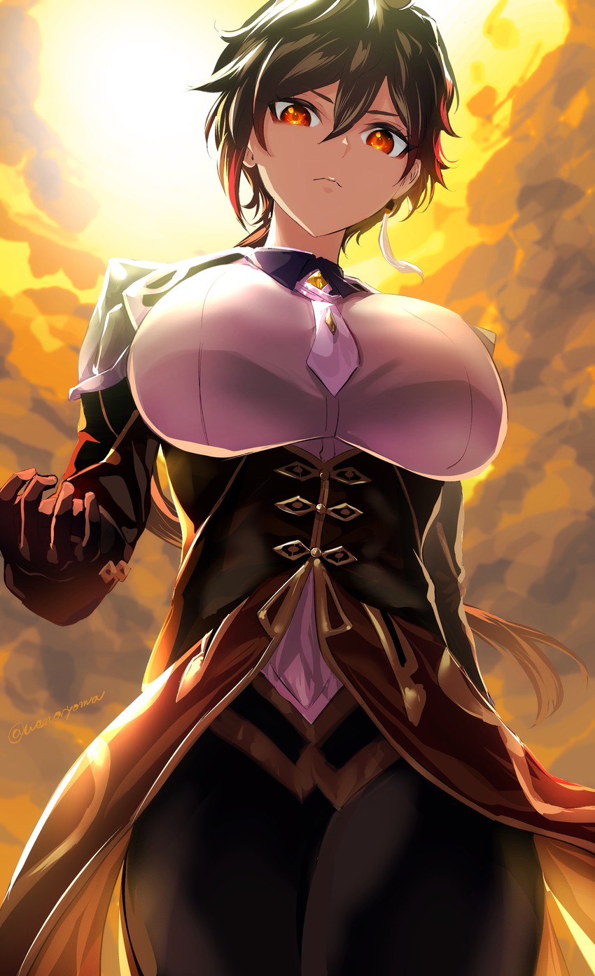 zhongli (genshin impact) drawn by uenoryoma