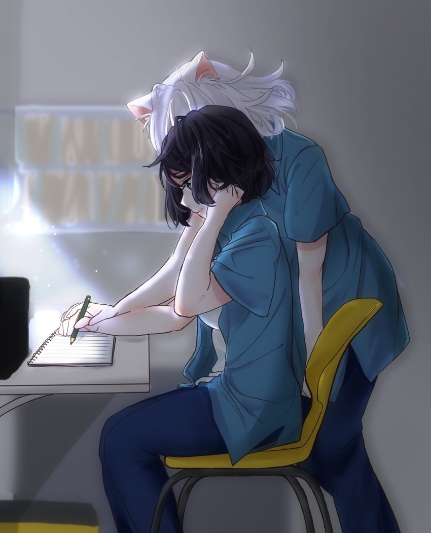 hanekawa tsubasa and black hanekawa (monogatari) drawn by madoka_(yrgb4vle280jzmq)