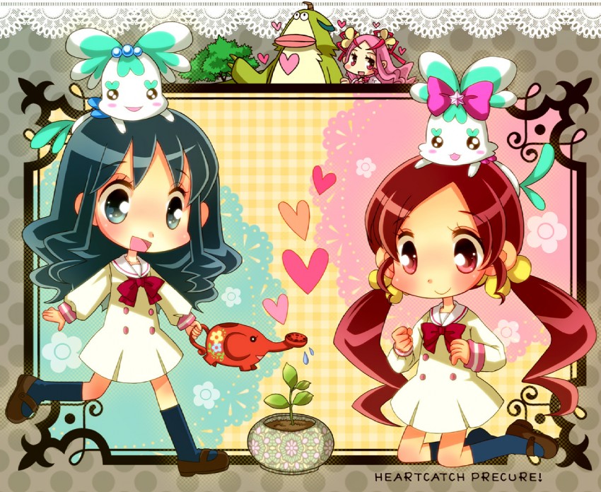 kurumi erika, hanasaki tsubomi, coffret, chypre, coupe, and 2 more (precure and 1 more) drawn by hiyopuko