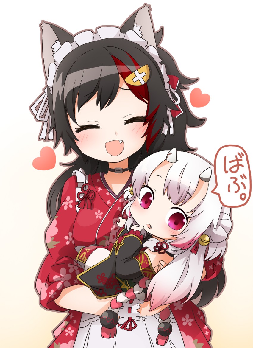 ookami mio and nakiri ayame (hololive) drawn by tonton_(tonz159)