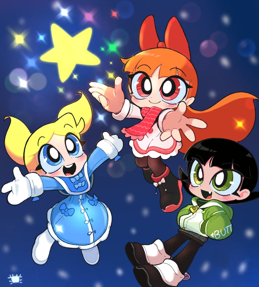 buttercup, blossom, and bubbles (powerpuff girls) drawn by kim_crab
