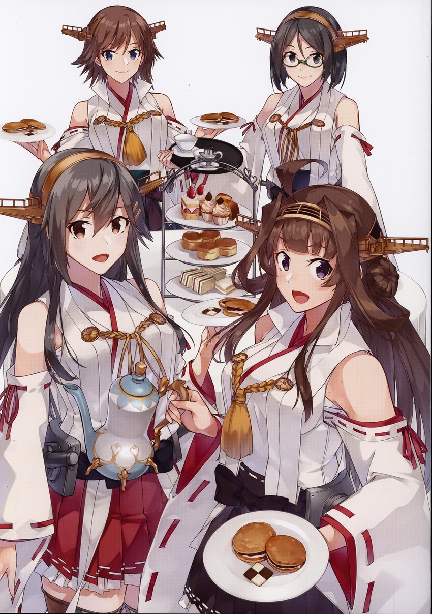kongou, haruna, hiei, kirishima, kongou kai ni, and 3 more (kantai collection) drawn by konishi_(koconatu)