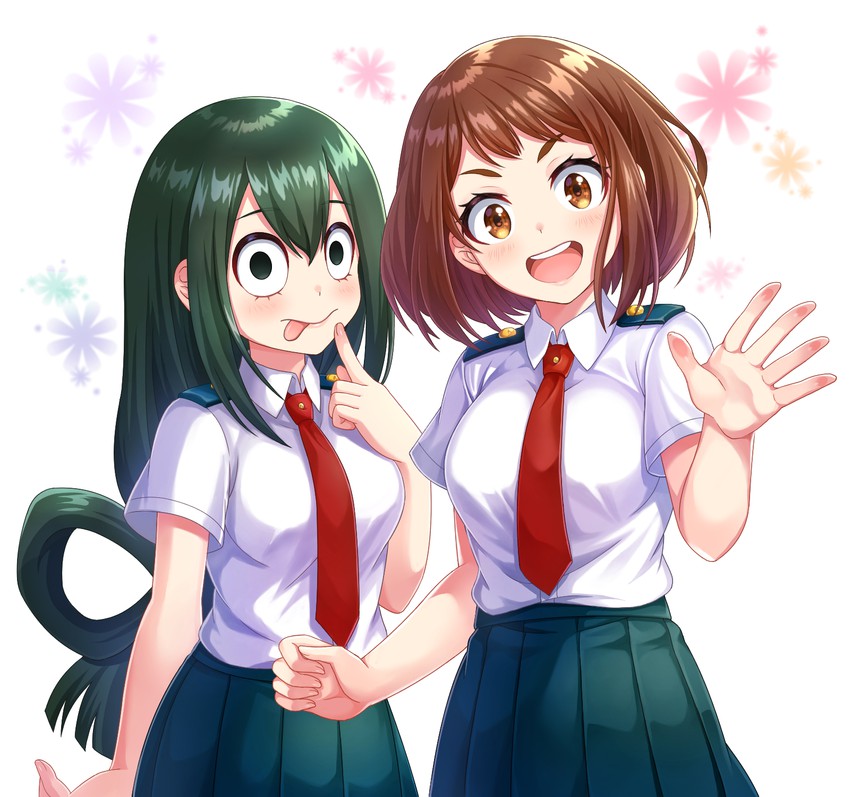 uraraka ochaco and asui tsuyu (boku no hero academia) drawn by megiha