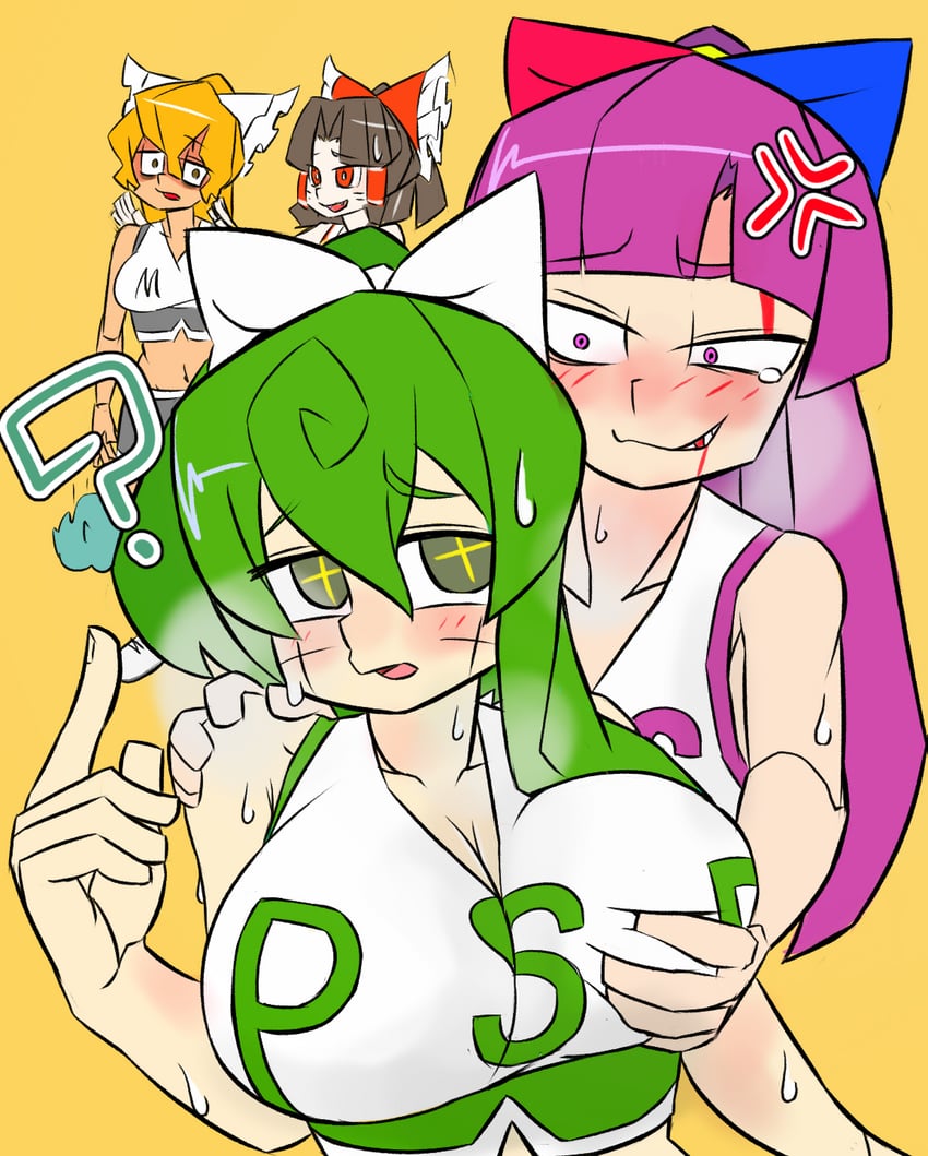 hakurei reimu, kirisame marisa, kochiya sanae, patchouli knowledge, benikurage, and 3 more (touhou and 1 more) drawn by jijii_(nicoseiga91467756)