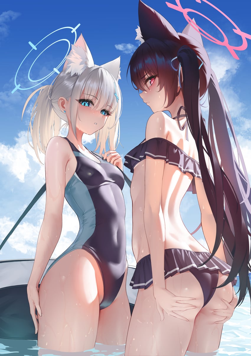 shiroko and serika (blue archive) drawn by iranon_(new_iranon)