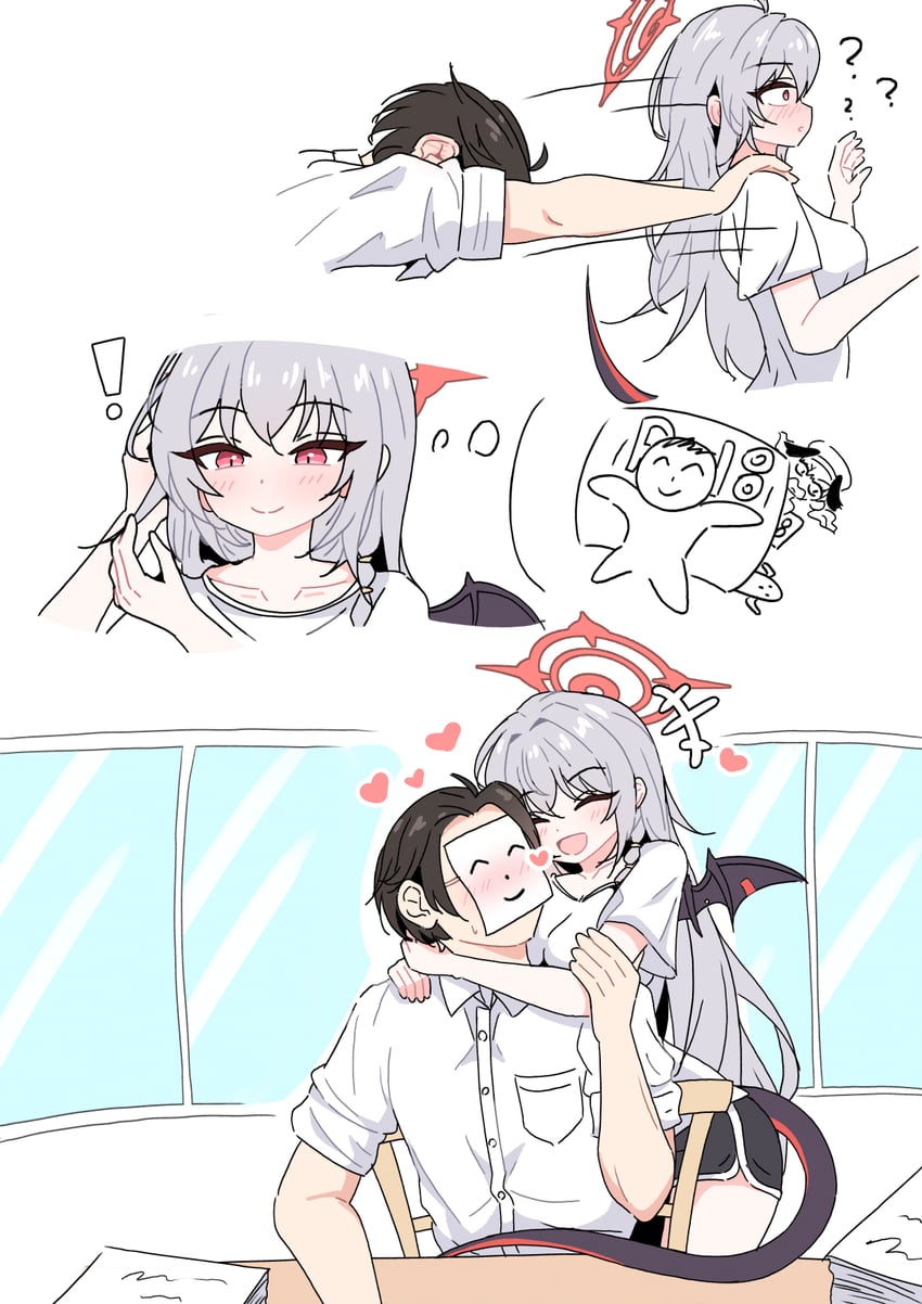 sensei, doodle sensei, and haruna (blue archive) drawn by chilong_(heronas)