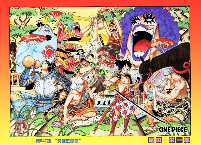 monkey d. luffy, crocodile, buggy the clown, jinbe, galdino, and 4 more (one piece) drawn by oda_eiichirou