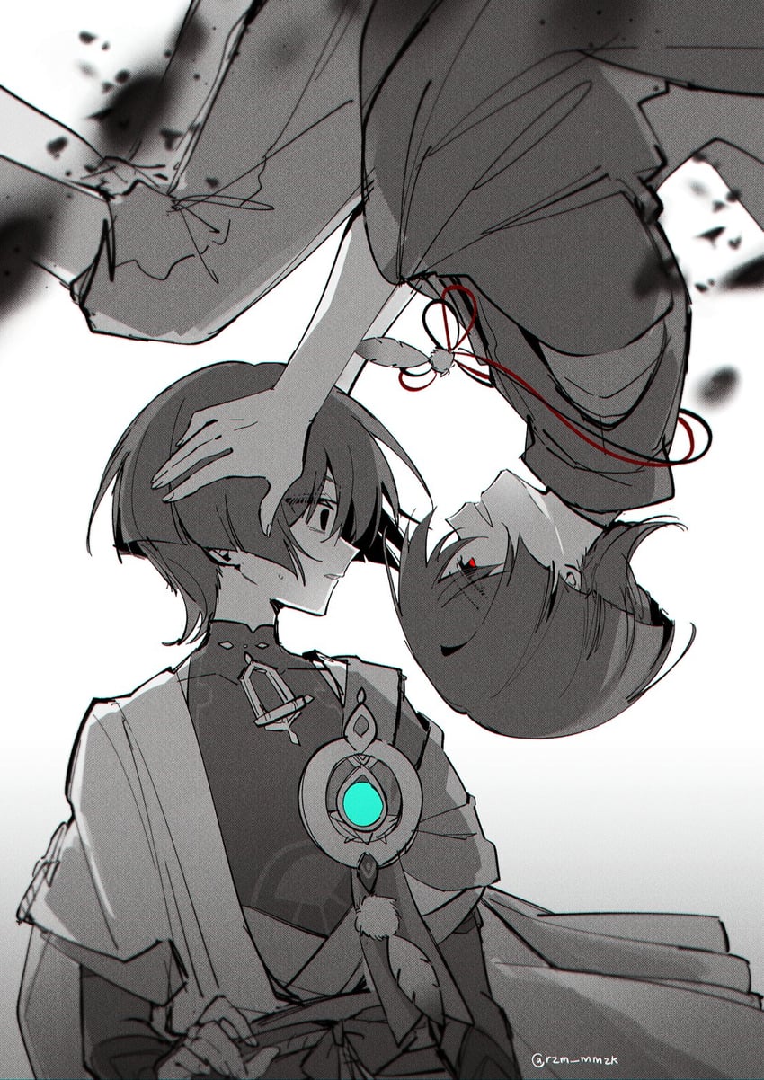 scaramouche, wanderer, and kuronushi (genshin impact) drawn by rzm_mmzk