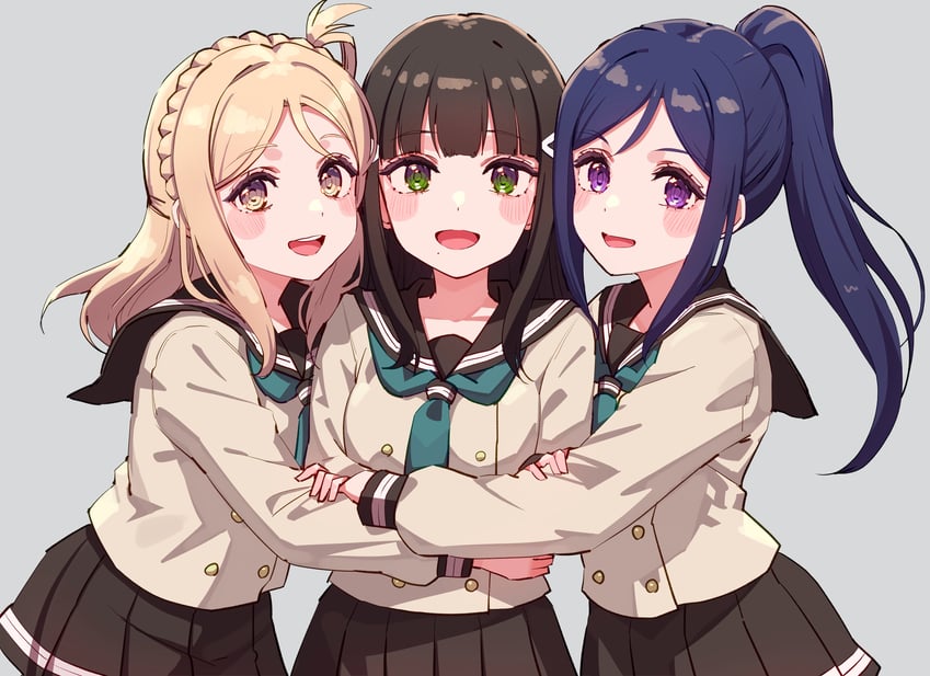 matsuura kanan, kurosawa dia, and ohara mari (love live! and 1 more) drawn by cream_(nipakupa)