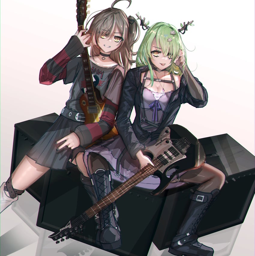 nanashi mumei, ceres fauna, and nightmare (hololive and 1 more) drawn by advarcher