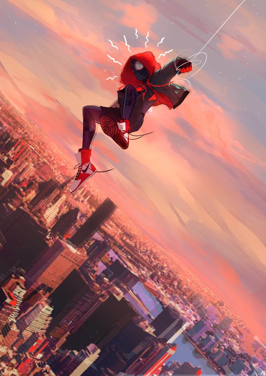 miles morales and spider-man (marvel and 3 more) drawn by foxboros