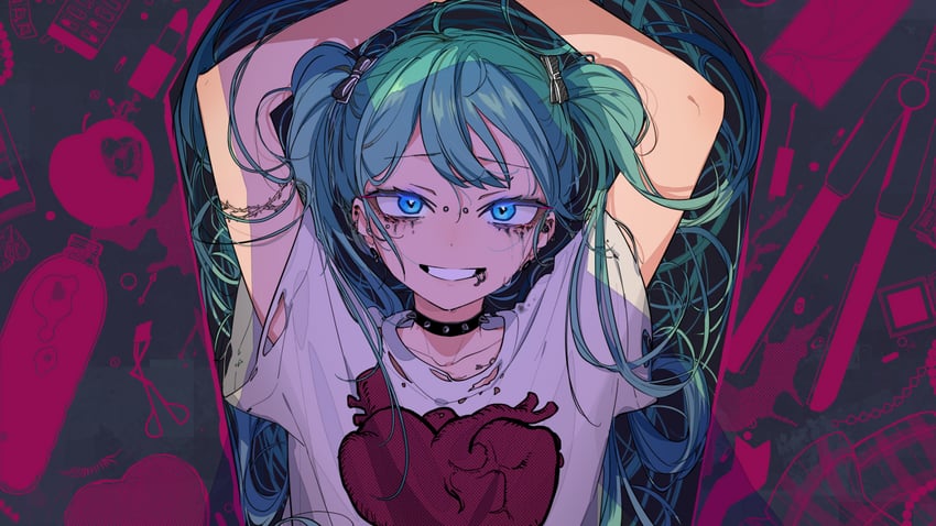 hatsune miku (vocaloid and 1 more) drawn by hassan_(sink916)