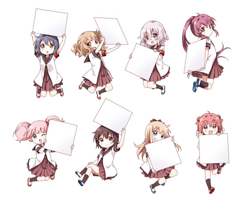 toshinou kyouko, akaza akari, funami yui, yoshikawa chinatsu, oomuro sakurako, and 3 more (yuruyuri) drawn by namori
