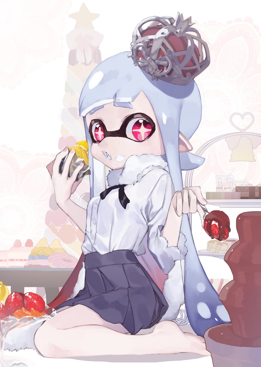 inkling player character and inkling girl (splatoon) drawn by amatya