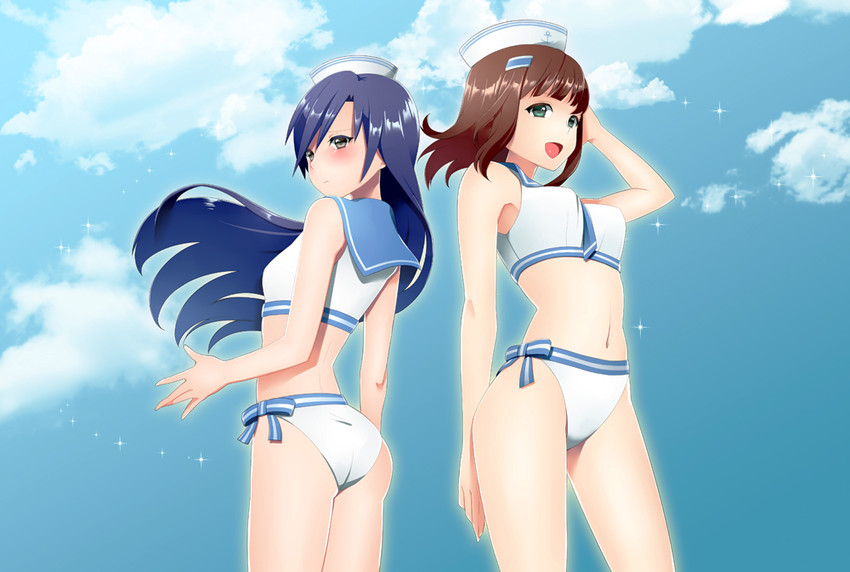 kisaragi chihaya and amami haruka (idolmaster) drawn by hinnu@ao