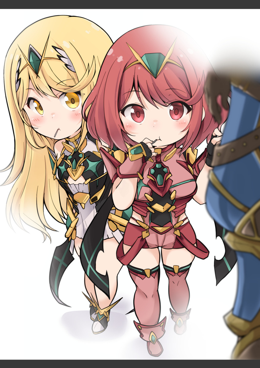 pyra, mythra, and rex (xenoblade chronicles and 1 more) drawn by kurokaze_no_sora