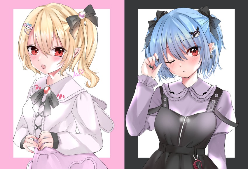 remilia scarlet, flandre scarlet, my melody, and kuromi (touhou and 2 more) drawn by cismlyri