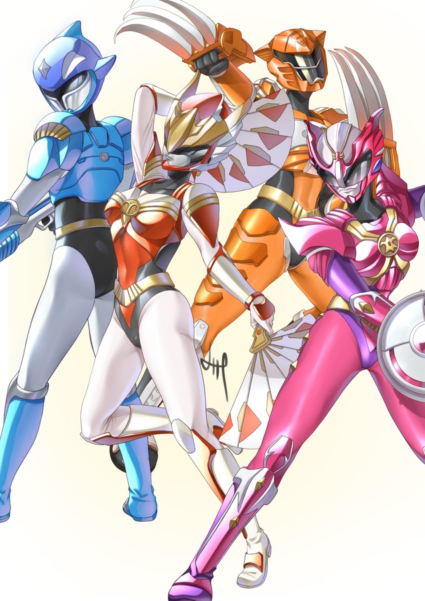sazer-mithras, sazer-visuel, sazer-velsou, and sazer-pisces (chouseishin series and 1 more) drawn by igarashimw