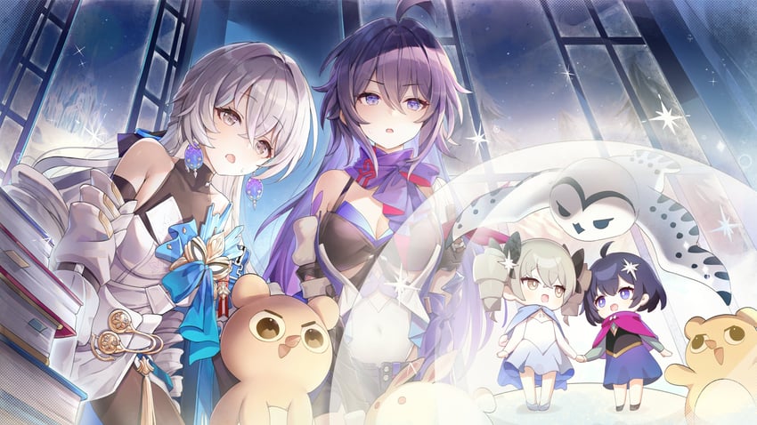 bronya zaychik, seele vollerei, bronya rand, seele, asumi kana, and 1 more (honkai and 2 more) drawn by misyune