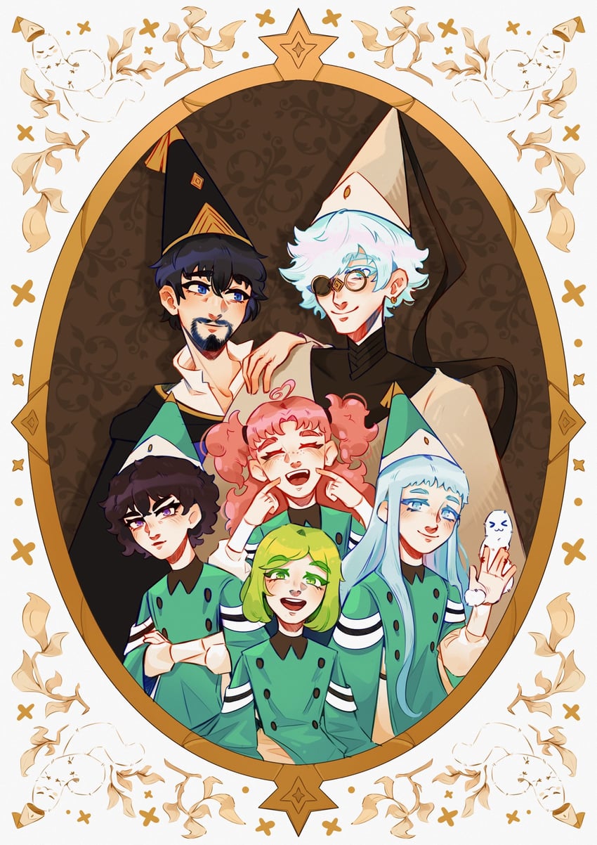 coco, qifrey, brushbuddy, olruggio, agott, and 2 more (tongari boushi no atelier) drawn by tyrentar