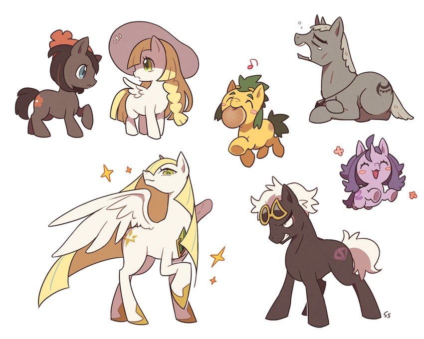 lillie, selene, lusamine, hau, acerola, and 2 more (pokemon and 3 more) drawn by ssalbulre