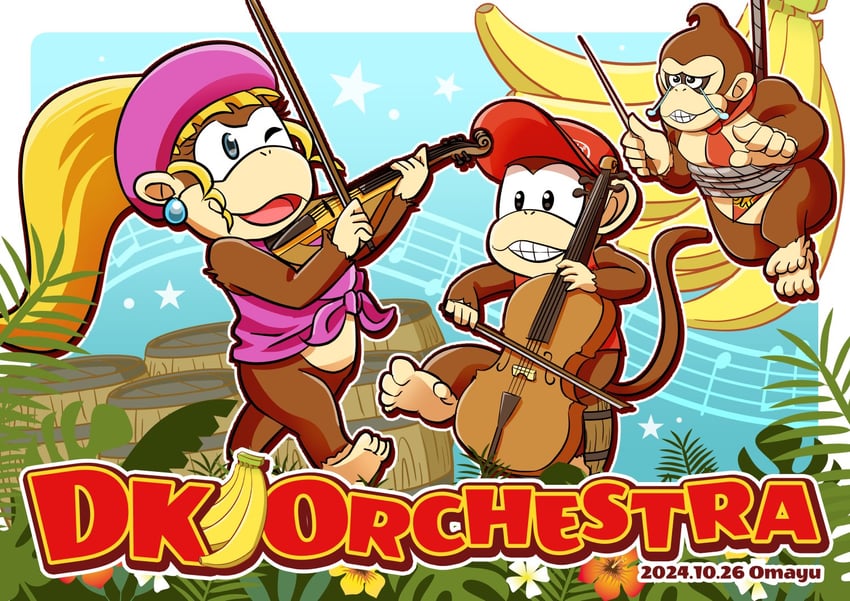 donkey kong, diddy kong, and dixie kong (donkey kong) drawn by omayu5463