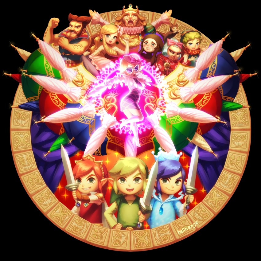 link, toon link, princess styla, king tuft, madame couture, and 3 more (the legend of zelda and 1 more) drawn by bellhenge