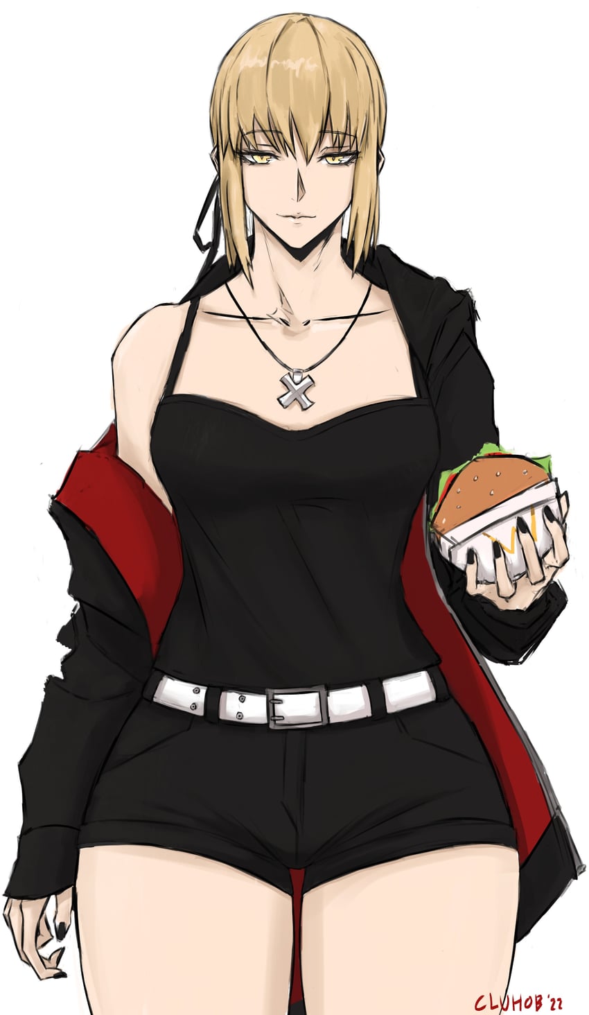 artoria pendragon and saber alter (fate and 1 more) drawn by cluhob
