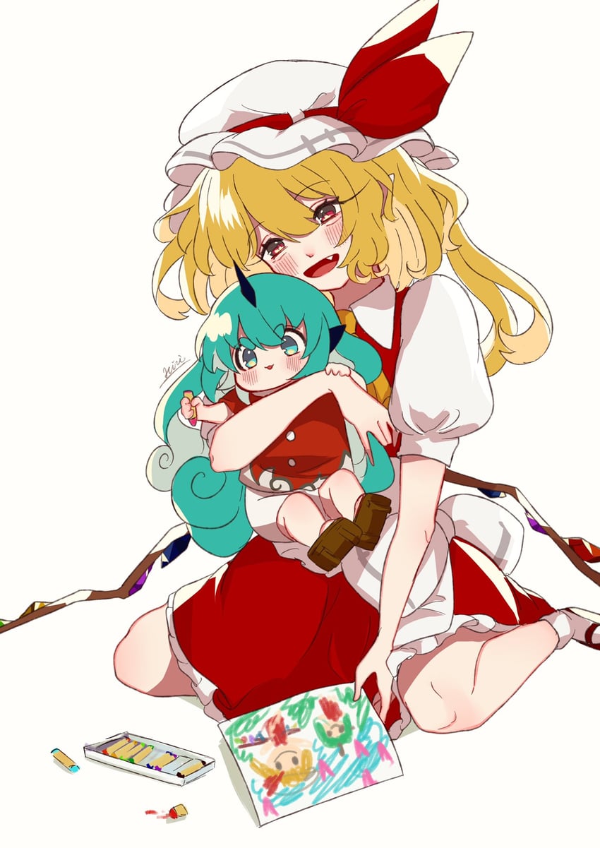 flandre scarlet and komano aunn (touhou) drawn by uchisaki_himari