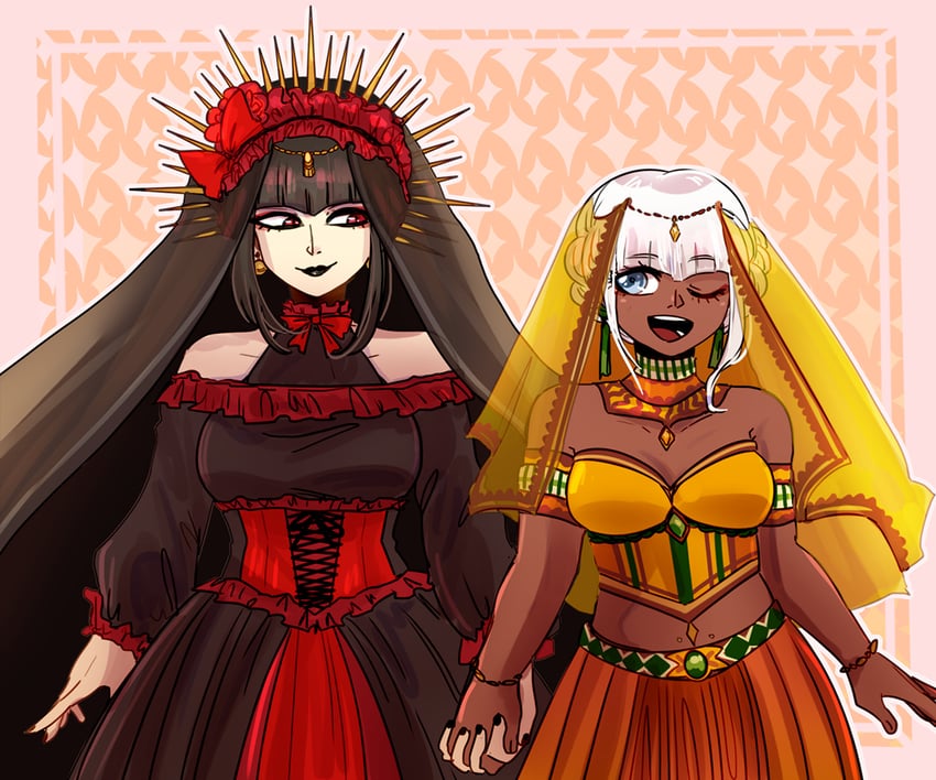 celestia ludenberg and yonaga angie (danganronpa and 2 more) drawn by ministarfruit