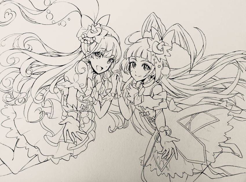 asahina mirai, izayoi liko, cure miracle, and cure magical (precure and 1 more) drawn by pukara