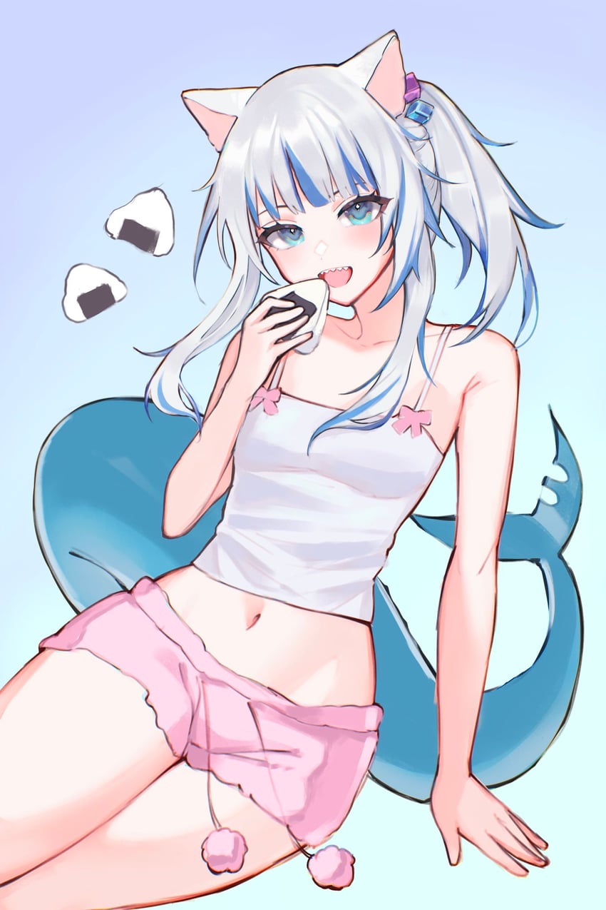 gawr gura (hololive and 1 more) drawn by evangellium