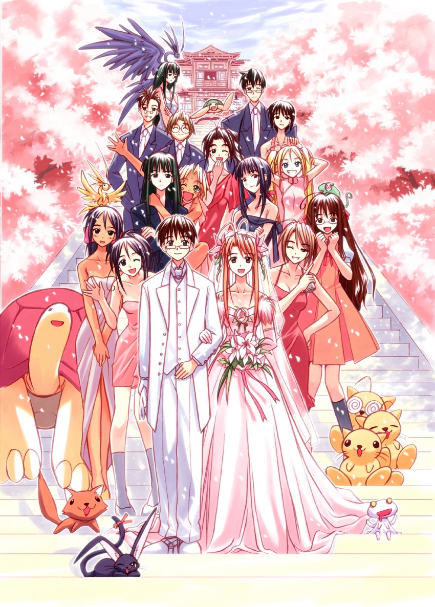 narusegawa naru, maehara shinobu, aoyama motoko, konno mitsune, kaolla su, and 16 more (love hina) drawn by akamatsu_ken