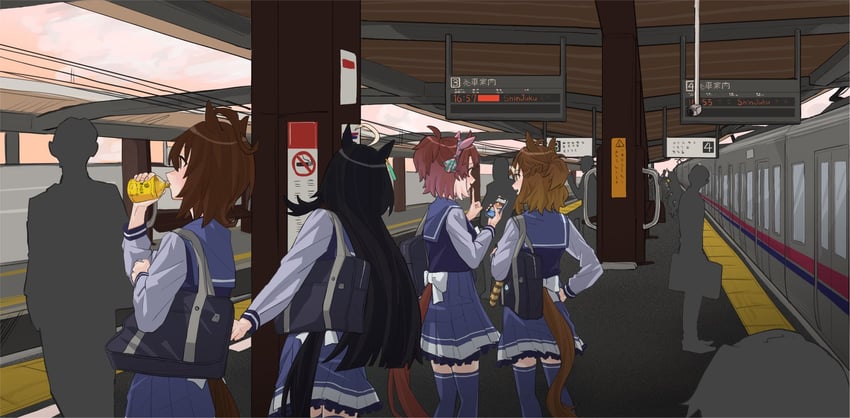 agnes tachyon, manhattan cafe, jungle pocket, and dantsu flame (umamusume) drawn by matsunoya_jp