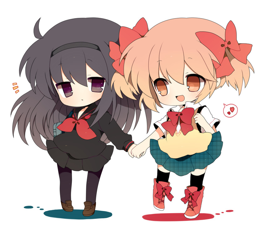 akemi homura and kaname madoka (mahou shoujo madoka magica) drawn by haru_(kyou)