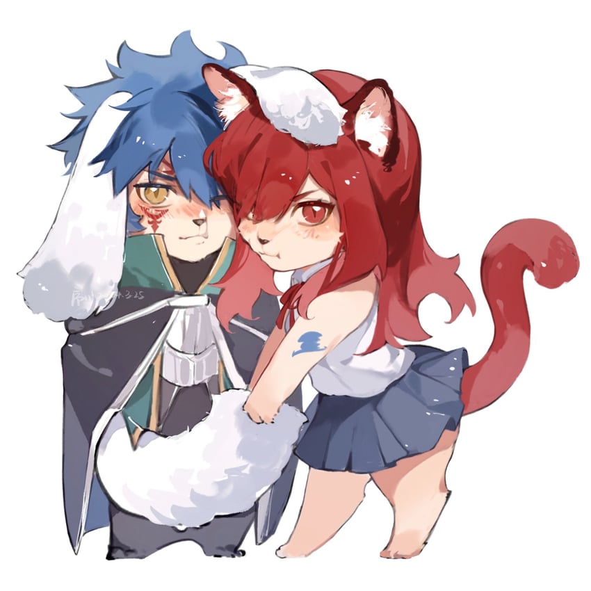 erza scarlet and jellal fernandes (fairy tail) drawn by xuchuan