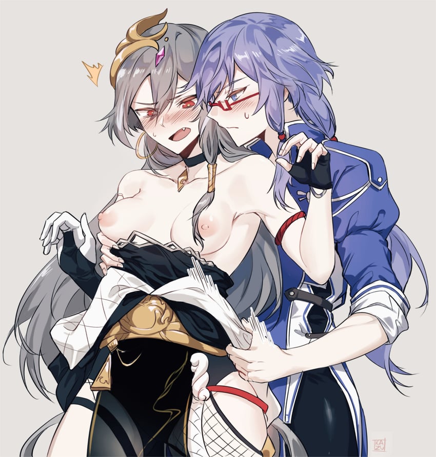 fu hua and herrscher of sentience (honkai and 1 more) drawn by kazuya_(kozun)