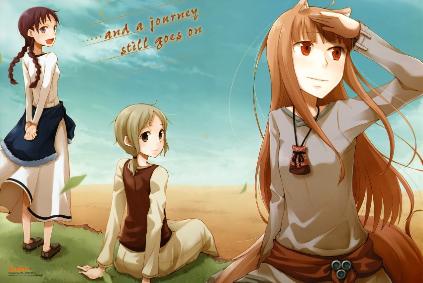 holo, nora arento, and chloe (spice and wolf) drawn by ayakura_juu