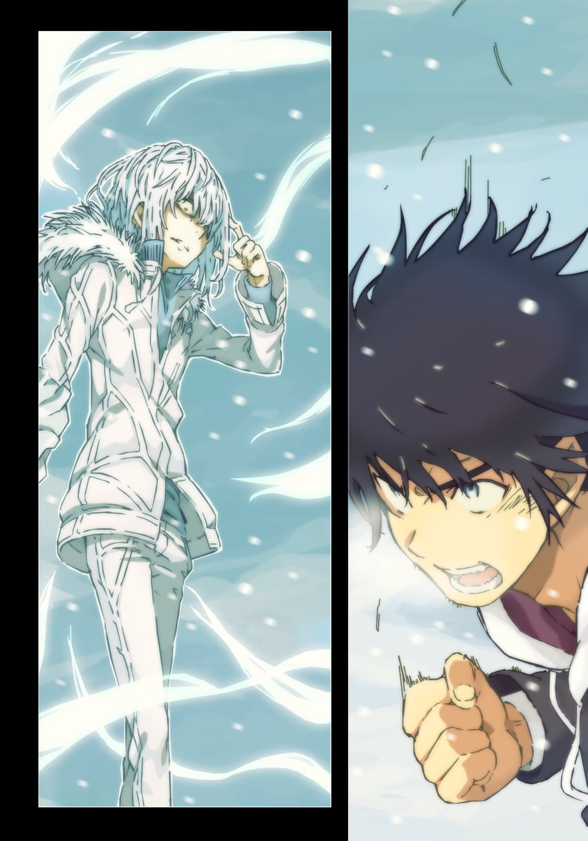 kamijou touma and accelerator (toaru majutsu no index and 1 more) drawn by gazing_eye and haimura_kiyotaka