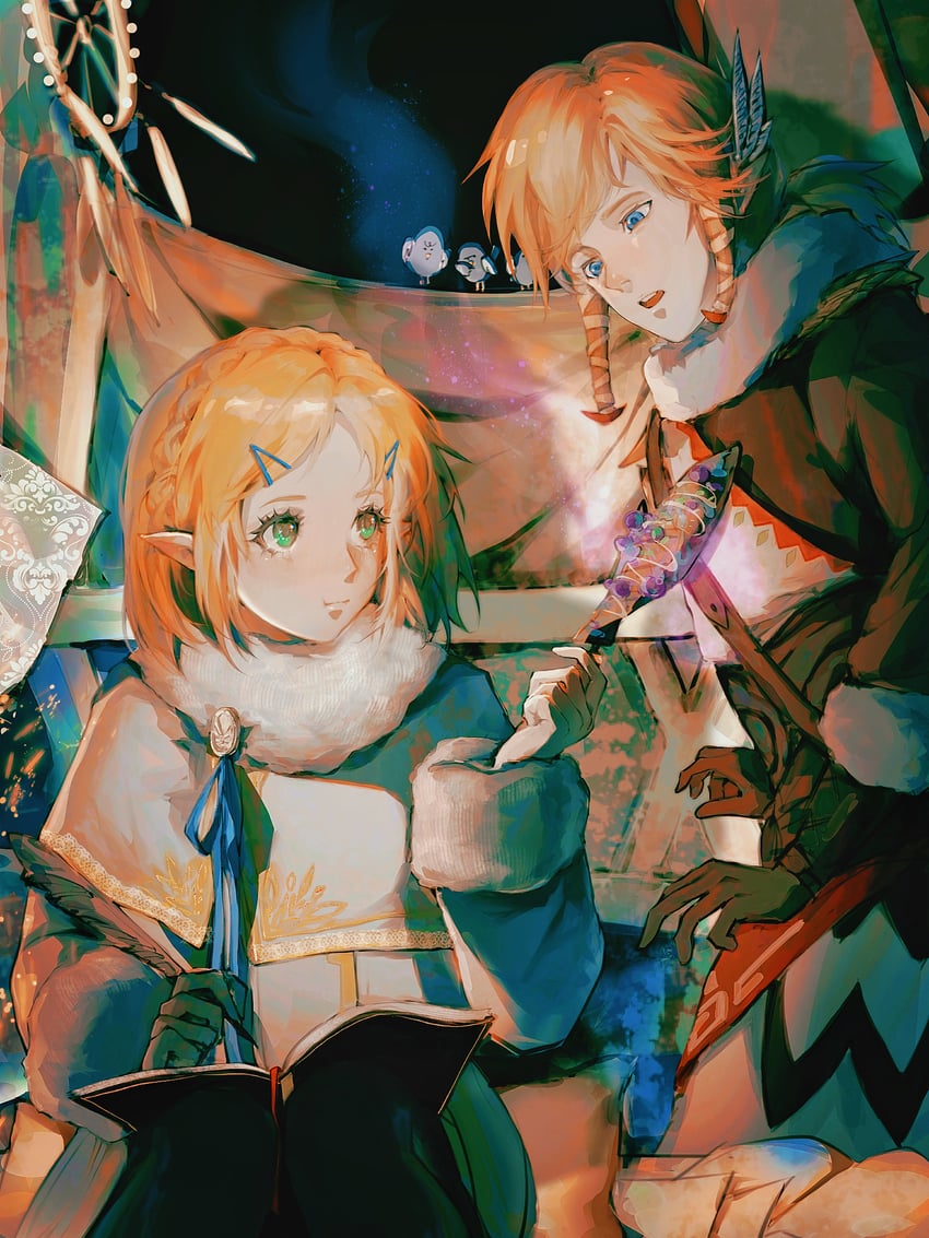link and princess zelda (the legend of zelda and 1 more) drawn by aliceli