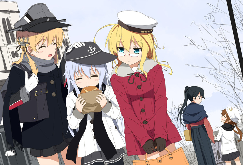 hibiki, houshou, prinz eugen, i-8, fumizuki, and 2 more (kantai collection) drawn by goribote