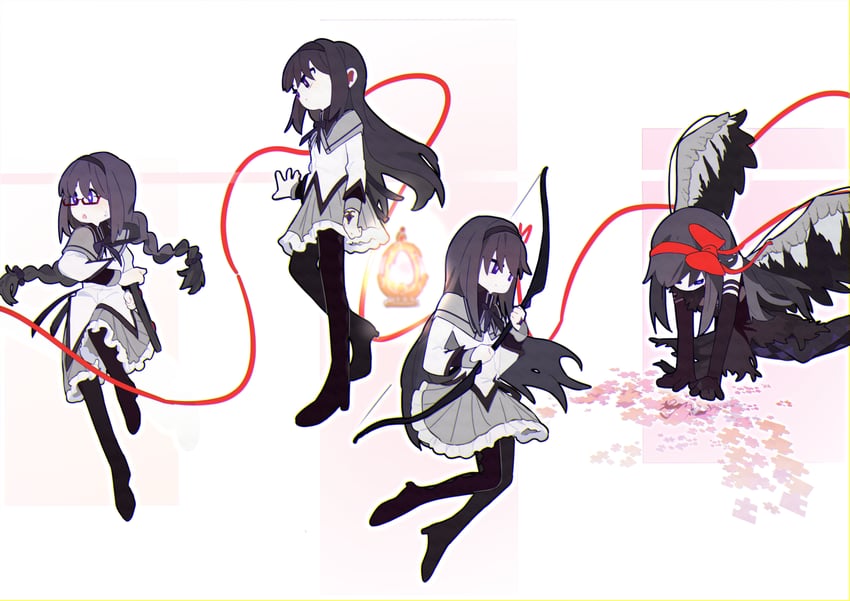 akemi homura and akuma homura (mahou shoujo madoka magica and 1 more) drawn by ydpfa